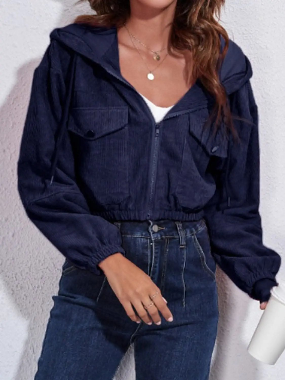 Women's Hooded Jacket Hooded Jacket - Cozy with Pockets - Everyday Casual Style