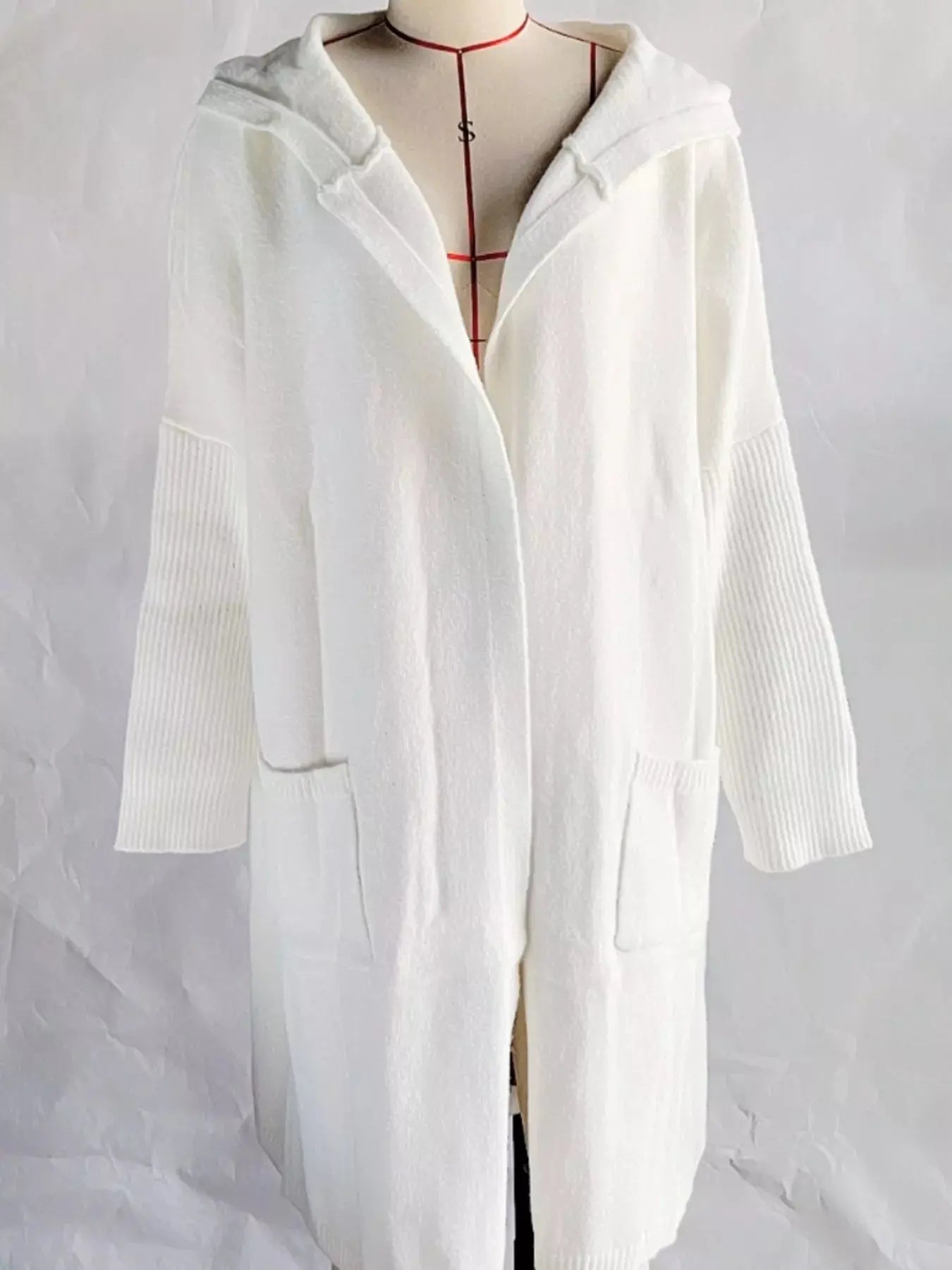 Full Size Hooded Knit Open Front Cardigan