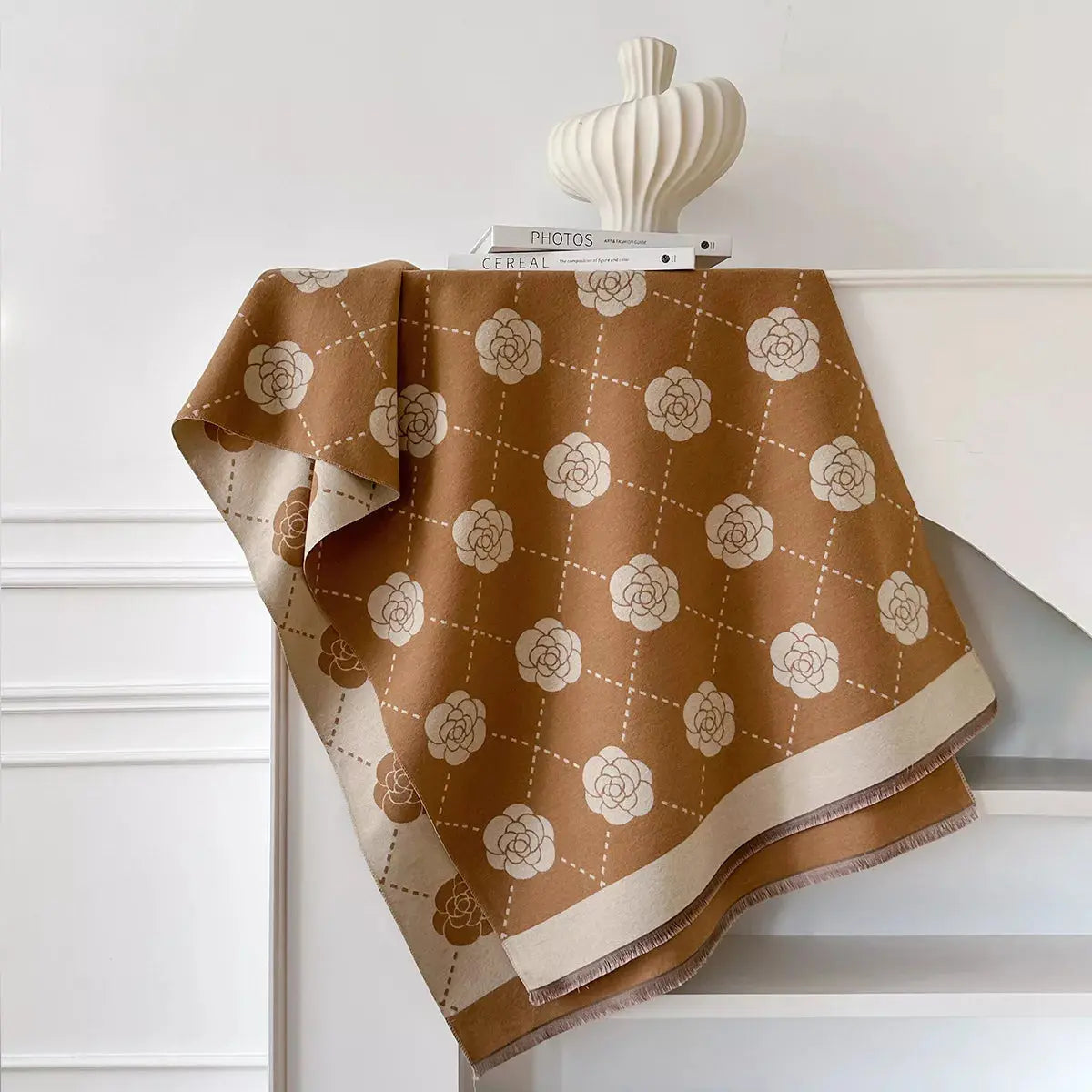 Floral Raw Hem Womens Scarf