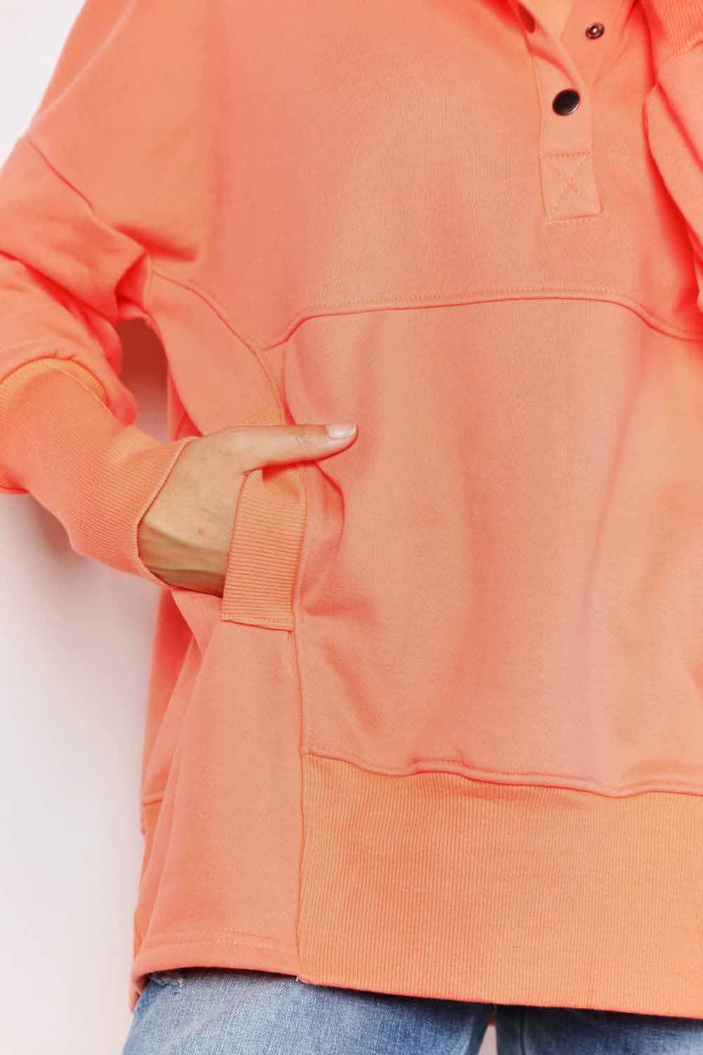 Jackets Trendsi Chic quarter-snap hoodie for women
