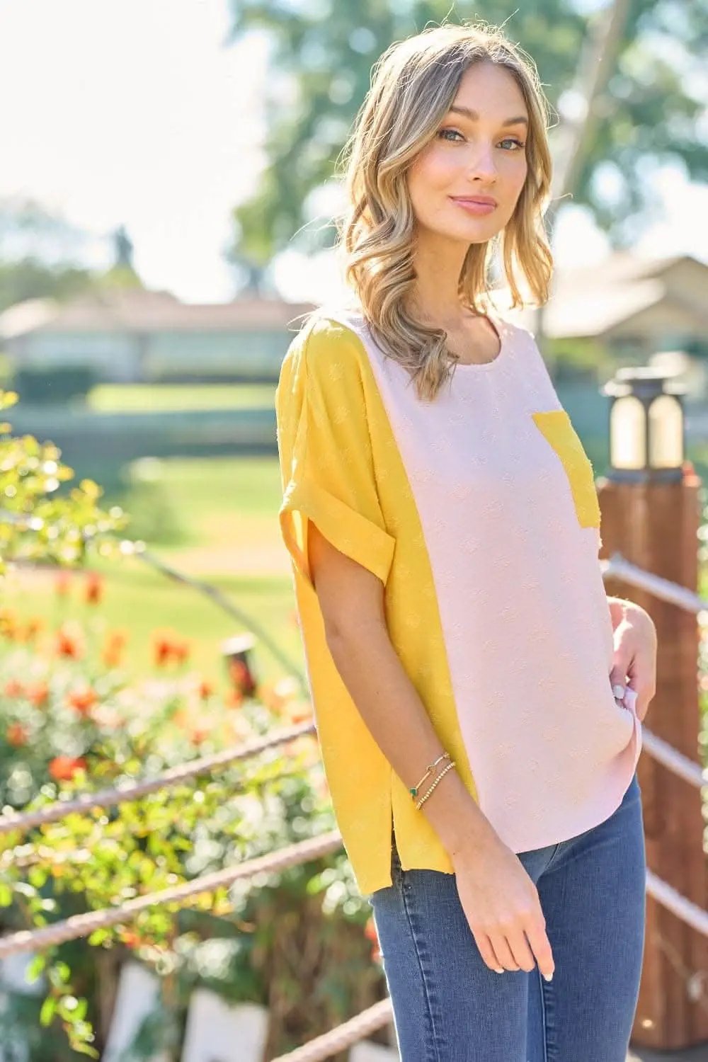 T-Shirts Trendsi Hailey & Co Color Block Top Women's Casual T-Shirt USA Shipped