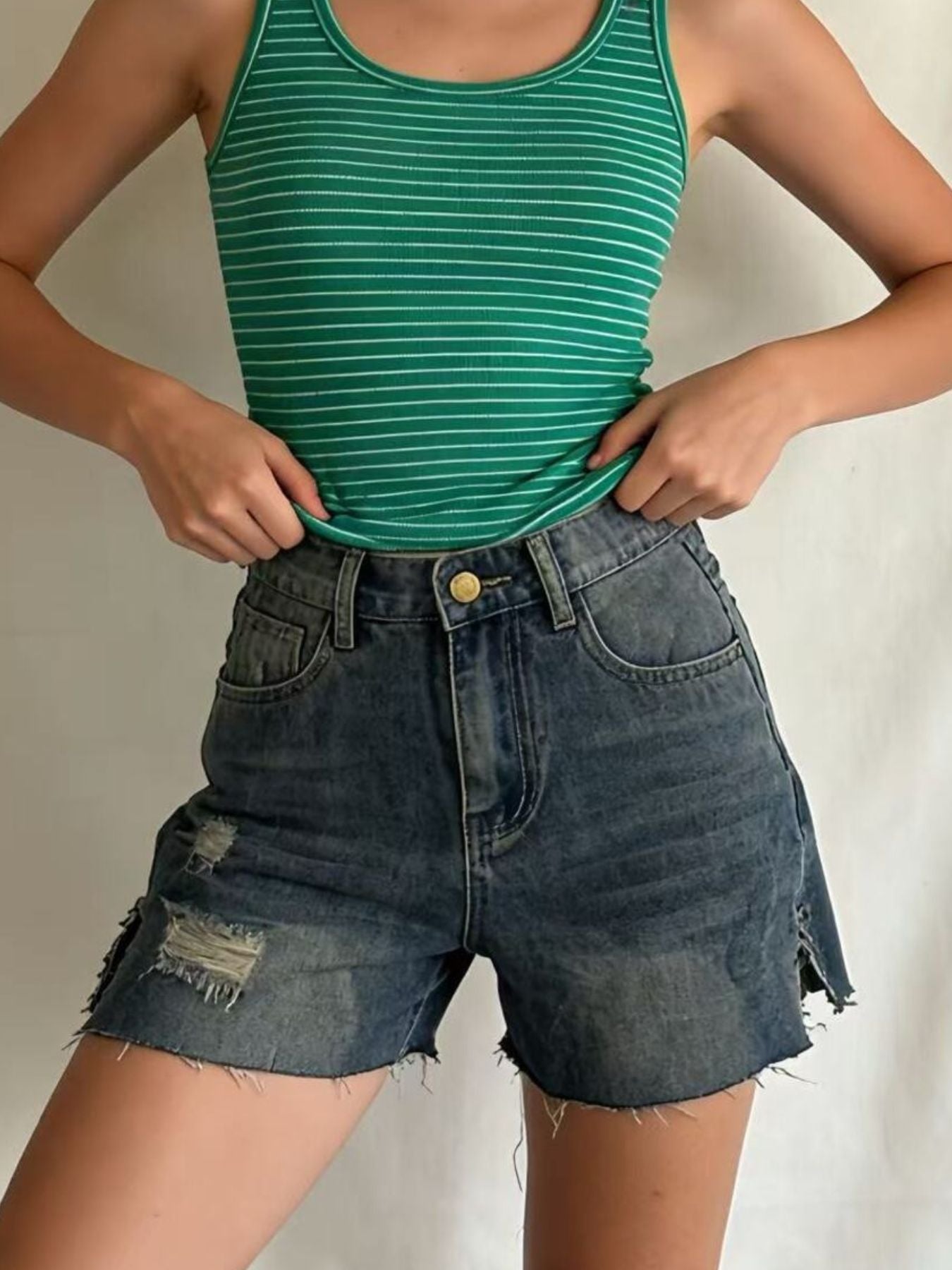 Distressed Denim Shorts