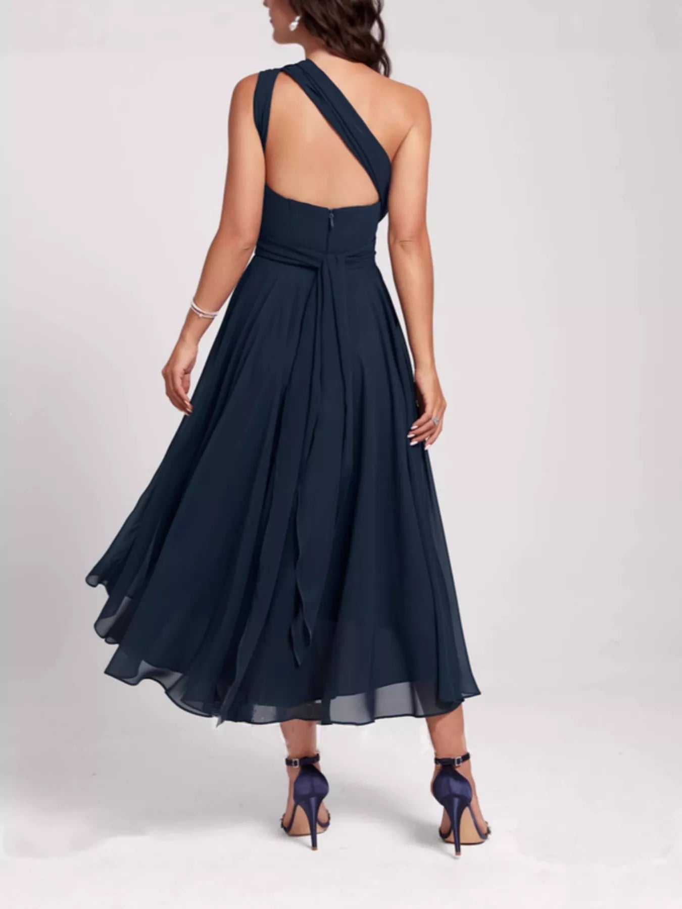 Ruched Crisscross A Line Midi Dress