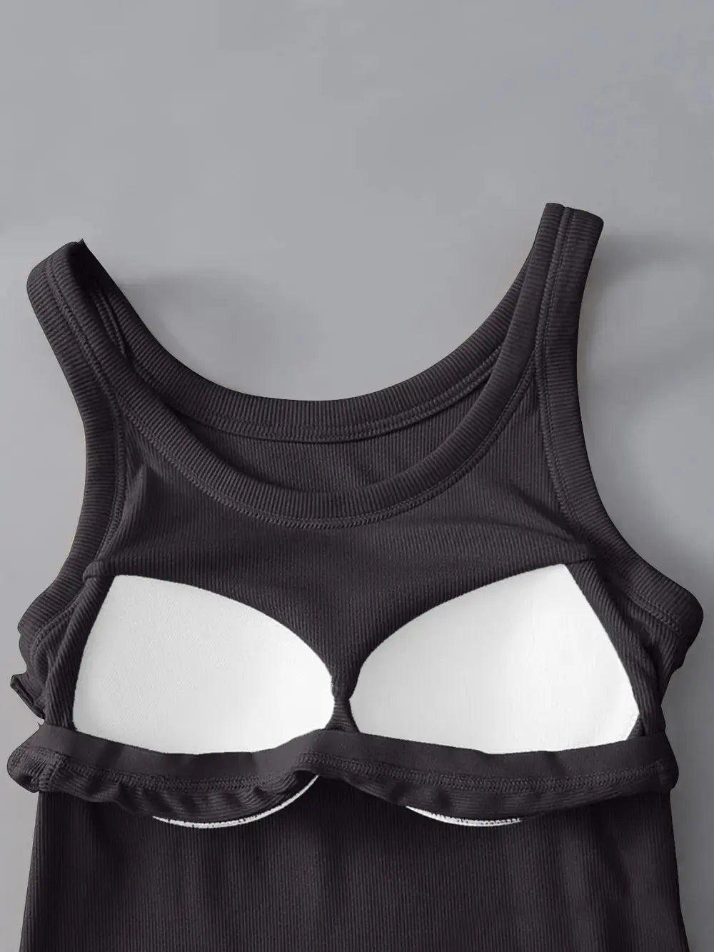 Round Neck Tank Top with Built In Bra