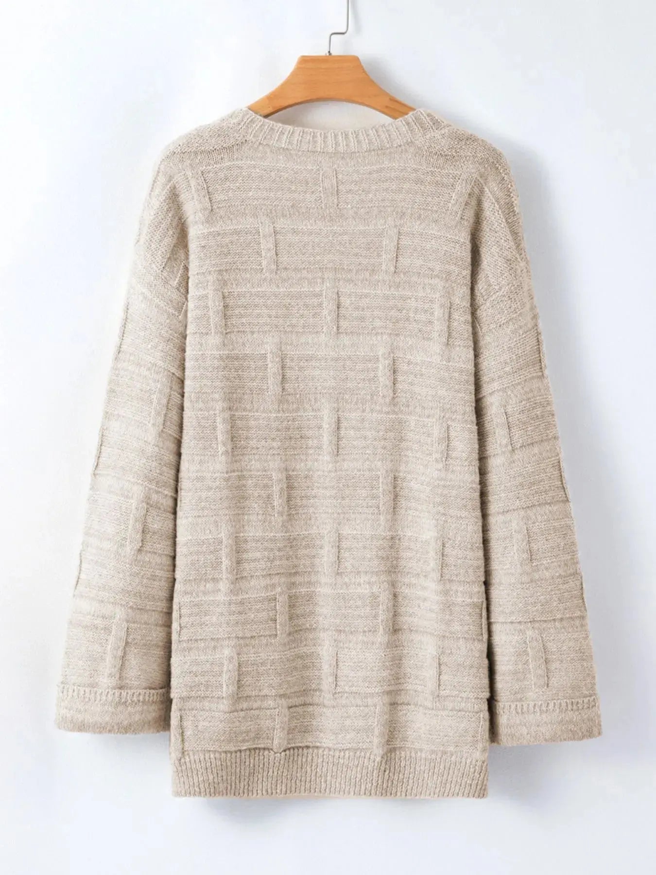 Textured Knit Open Front Cardigan with Pockets