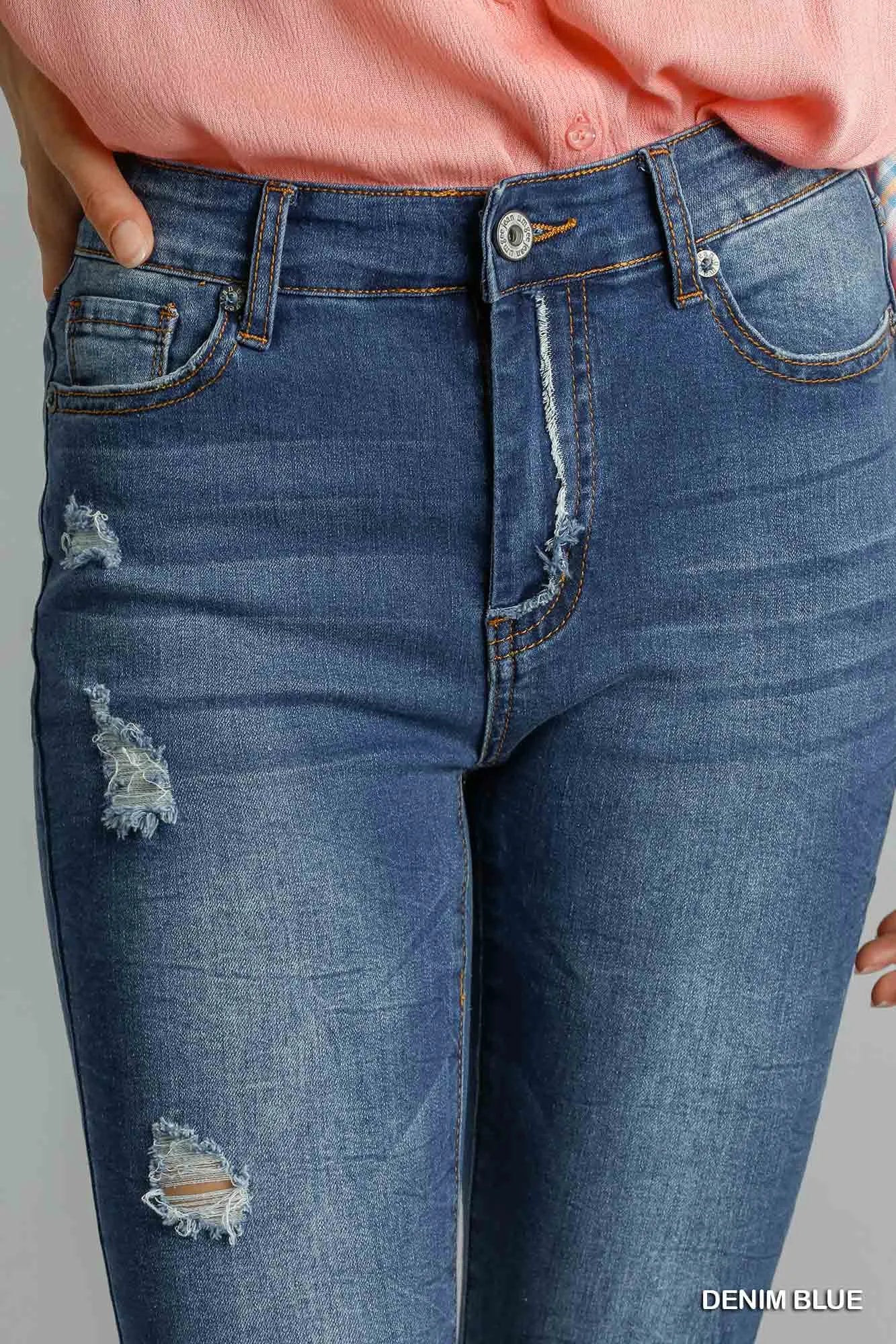 Umgee High-Waist Distressed Skinny Jeans