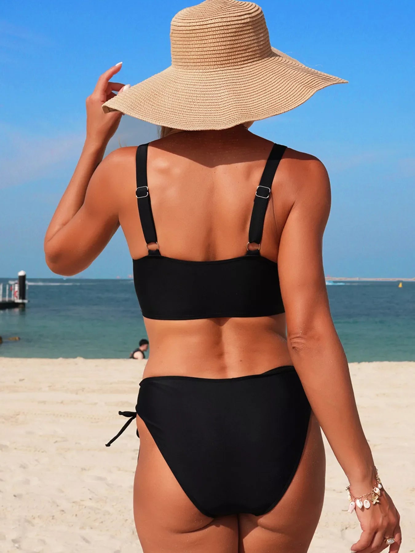 Palm Tree Cutout Lace Up Bikini Set