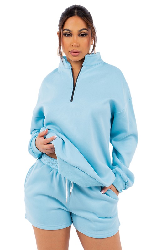 WOMEN FASHION SWEATSHIRT AND SHORT SET