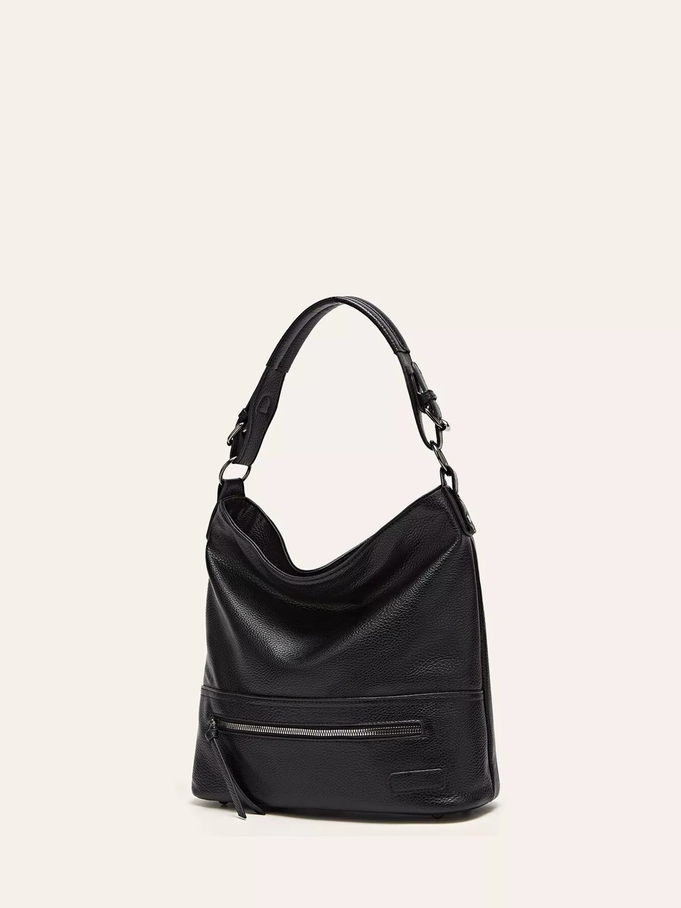 Zip Front Classic Leather Handbag