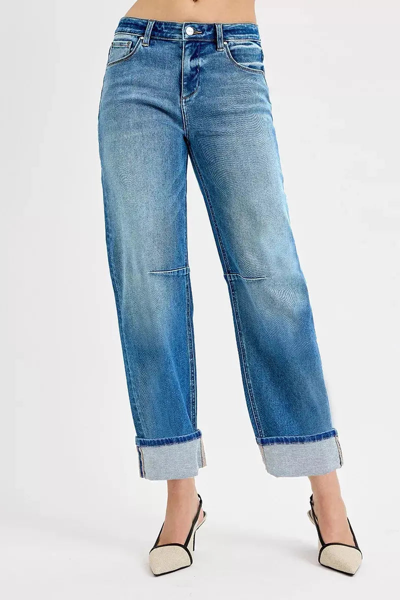 RISEN Jeans - Slouchy Crop Barrel Cuffed Jeans