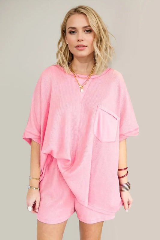 Oh Full Size Round Neck Half Sleeve Top and Shorts Set