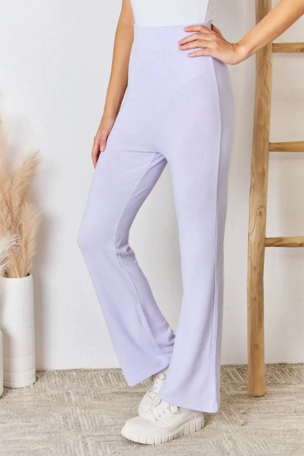 Trendsi High Waist Knit Flare Pants Women's Lounge Sweatpants - Ultra Soft