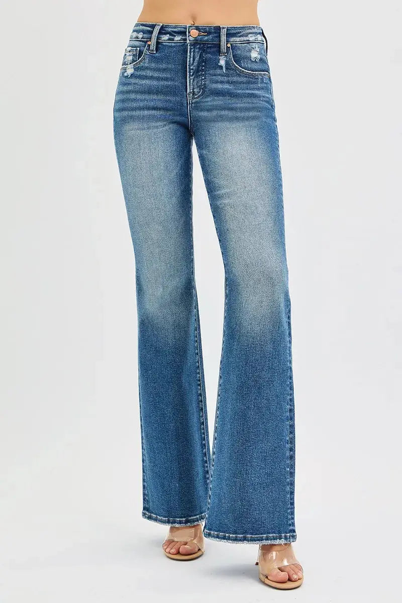 RISEN Jeans - Plus Size Tummy Control High Rise Flare Jeans