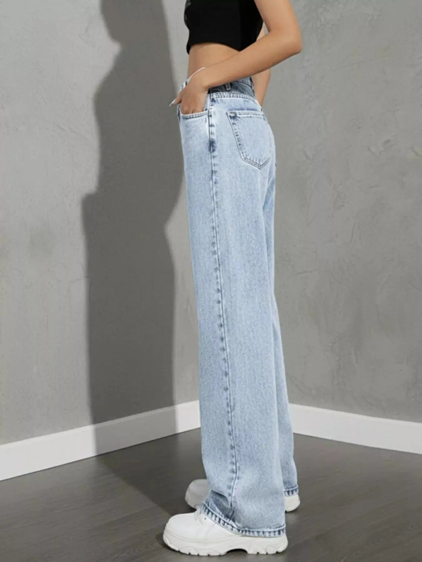 High Waist Wide Leg Denim Jeans