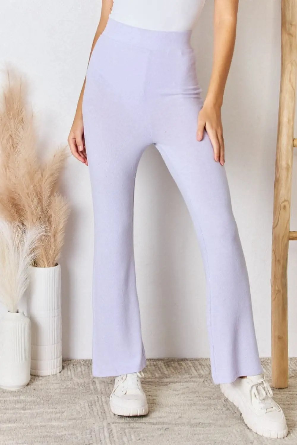 Trendsi High Waist Knit Flare Pants Women's Lounge Sweatpants - Ultra Soft