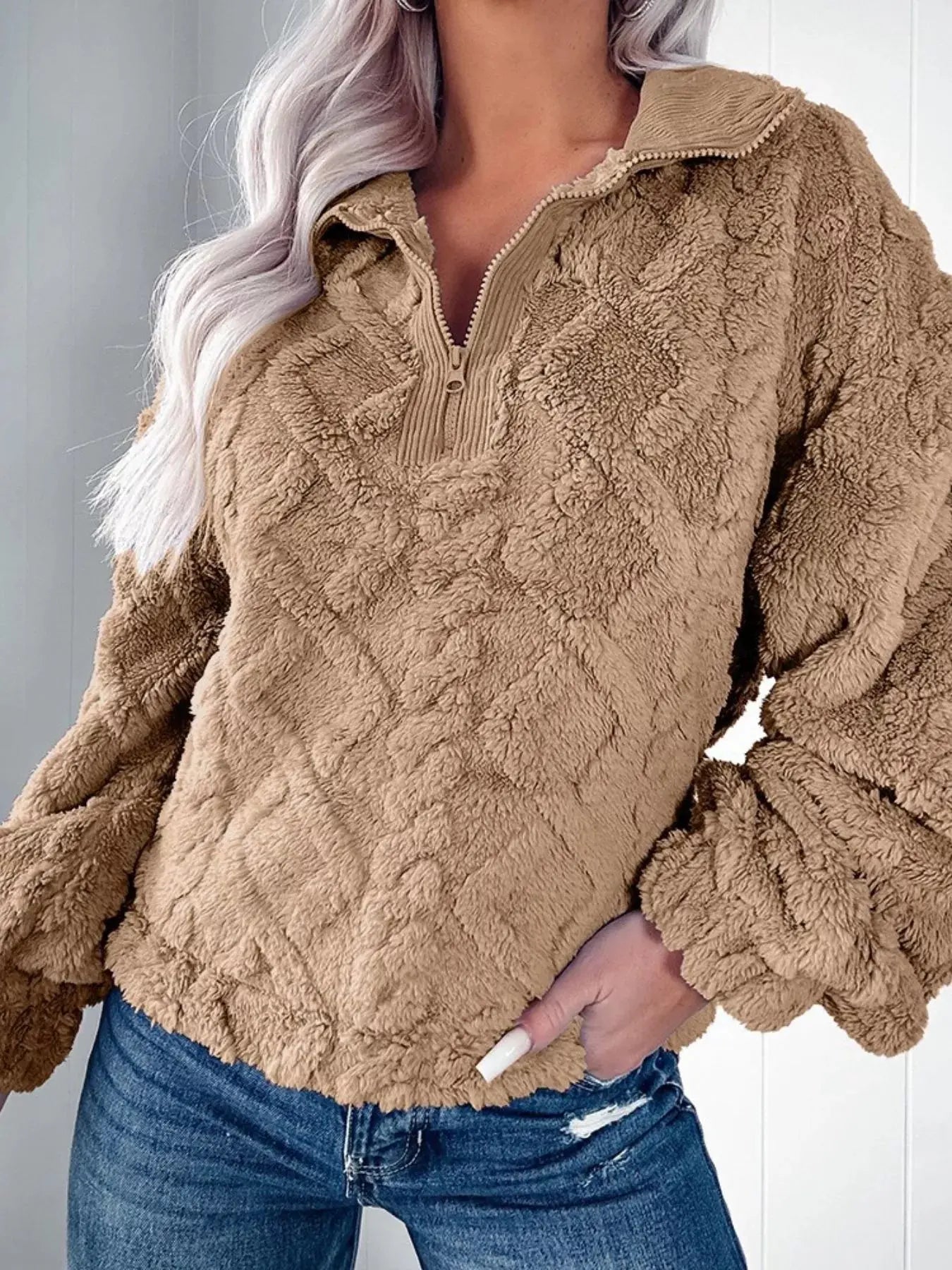 Cozy Fleece Quarter Zip Sweatshirt