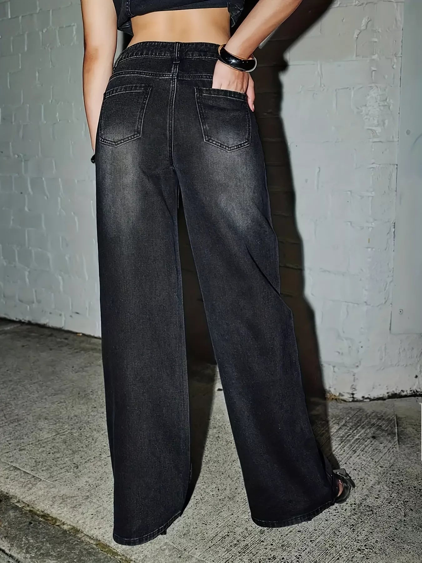 Rhinestone Wide Leg Jeans