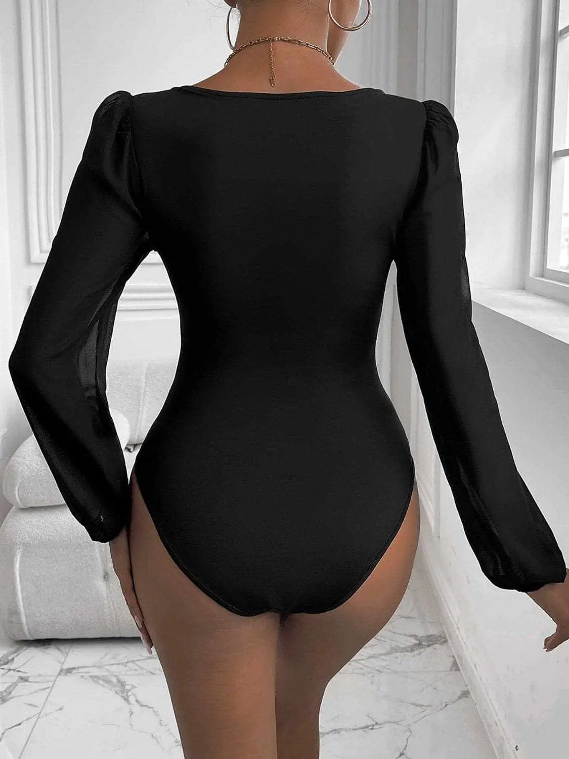 Trendsi Women's Long Sleeve Bodysuit Sheer Stretchy — Premium Fit