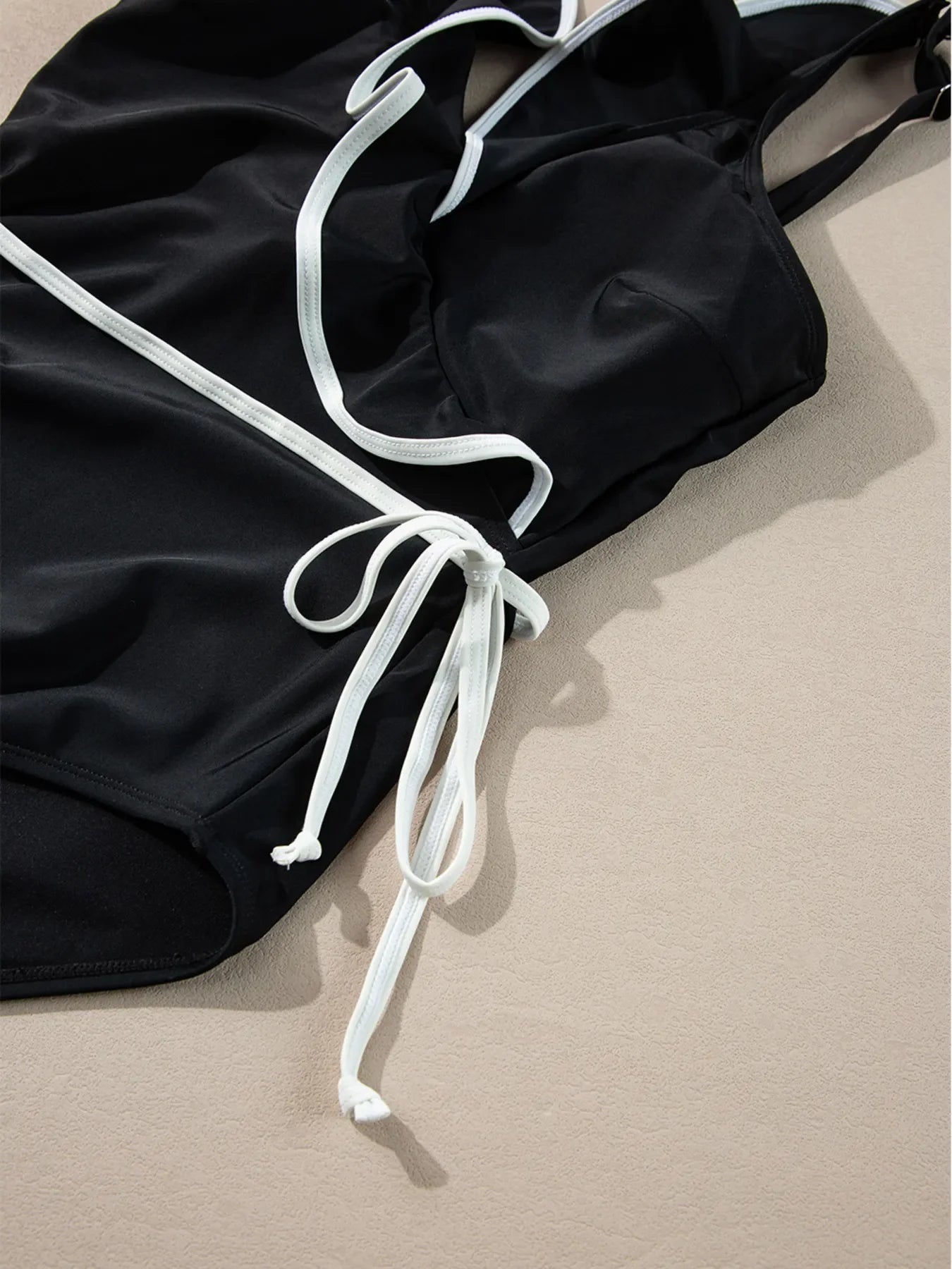 Ruffle Trim V Neck One Piece Swimsuit