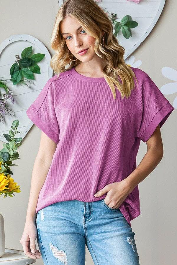 T-Shirts Trendsi usa - Heimish Full Size Short Sleeve Round Neck T-Shirt