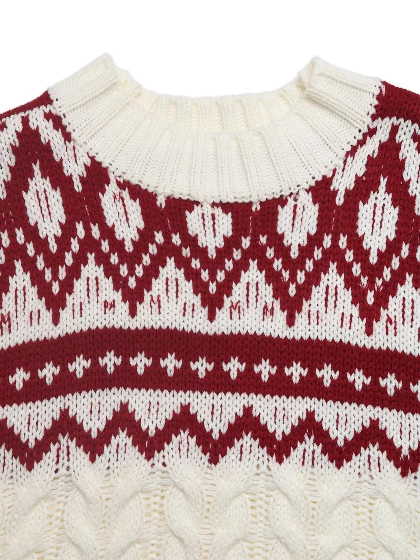 Long Sleeve Cable Knit Christmas Sweater