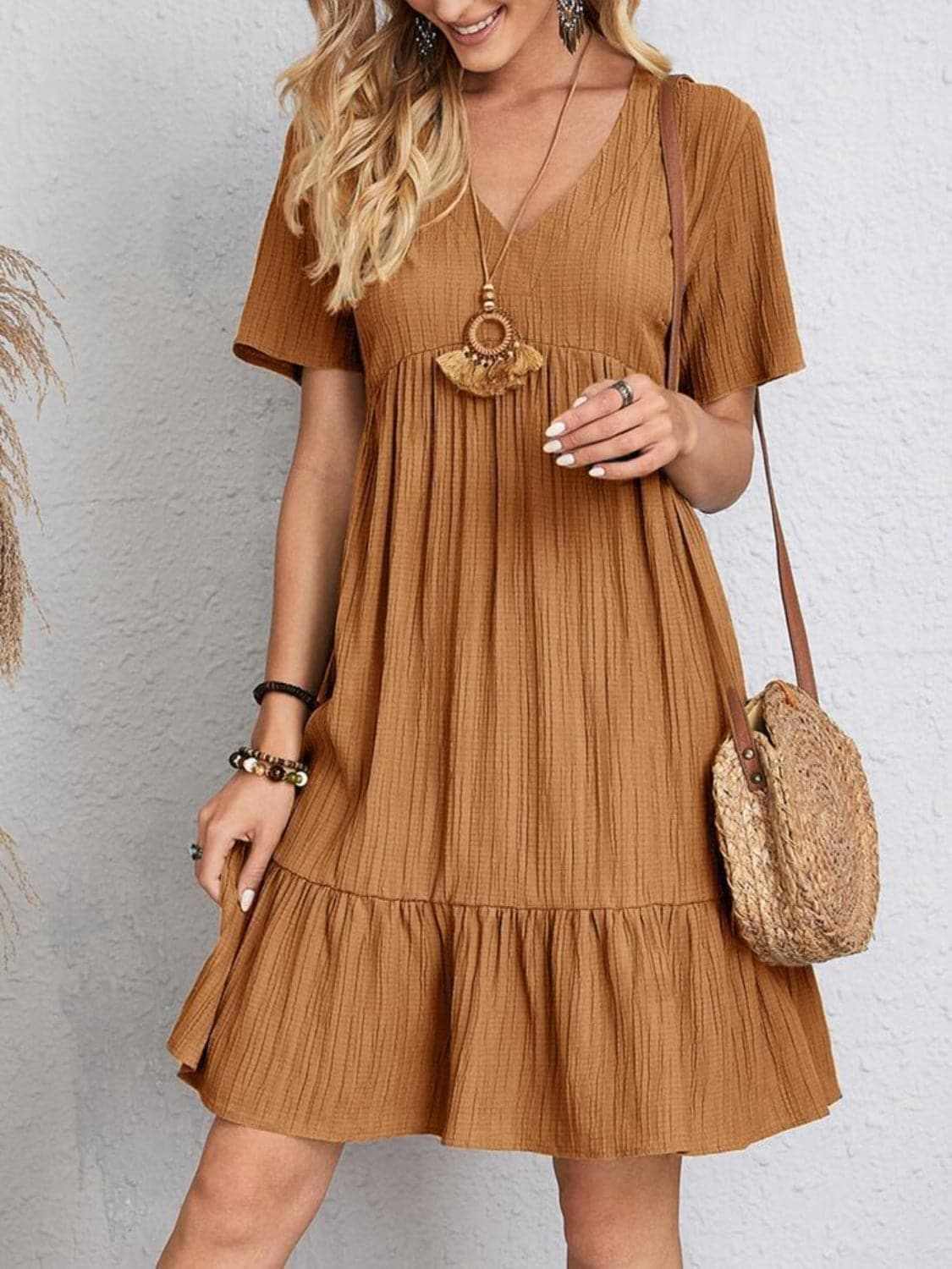 Dresses Trendsi Elegant V-neck dress - 100% polyester