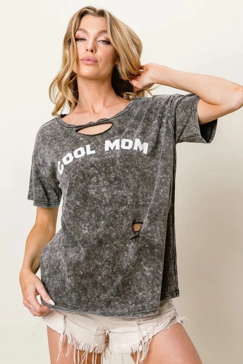 Women's T-Shirt - Laser Cut Mom Graphic - Chic Everyday Tee