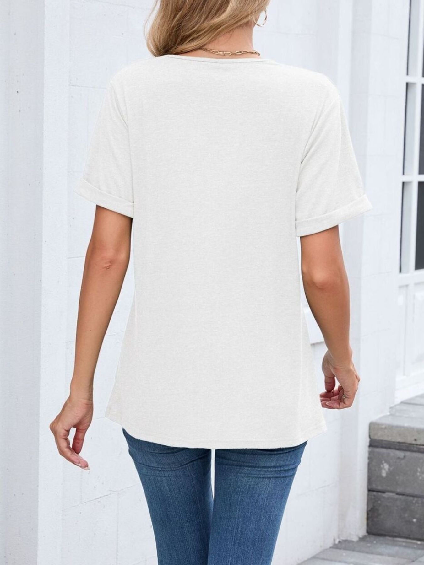 Casual V Neck Short Sleeve T Shirt