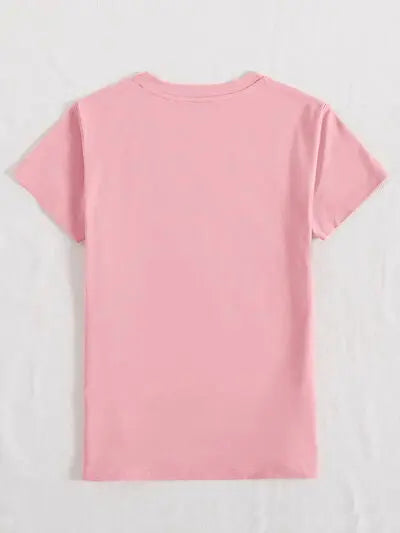 Sequin Rabbit Round Neck Short Sleeve T-Shirt