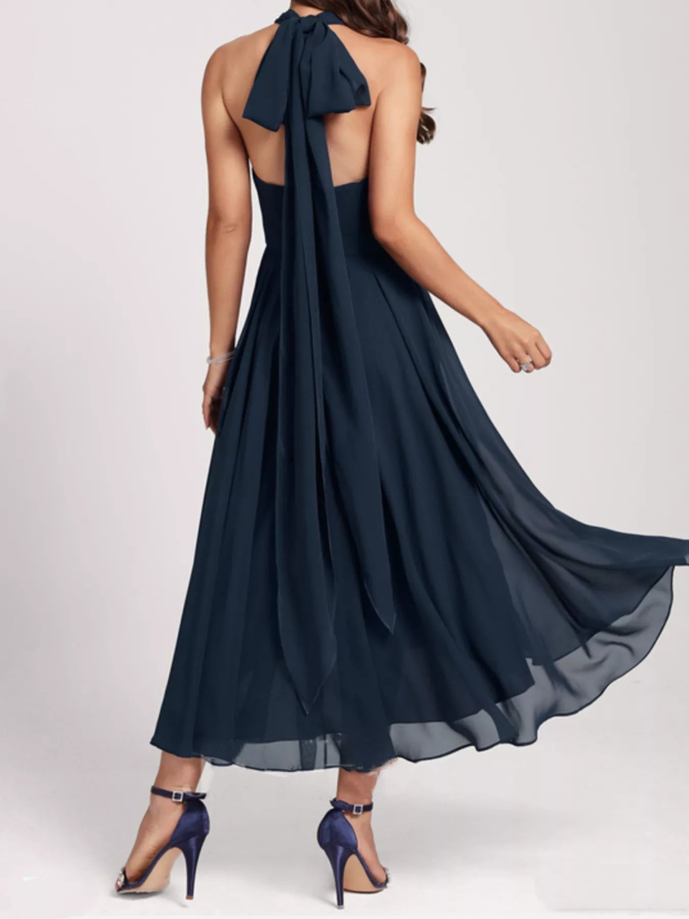 Ruched Crisscross A Line Midi Dress