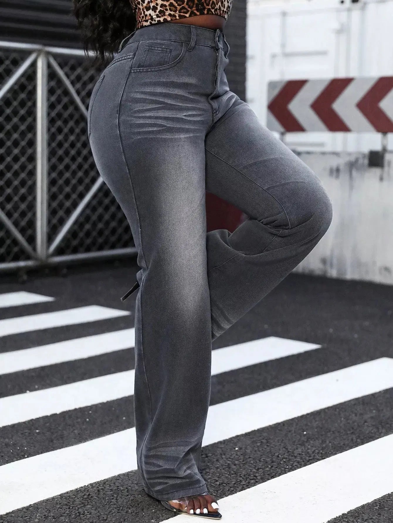 High Waist Straight Leg Jeans