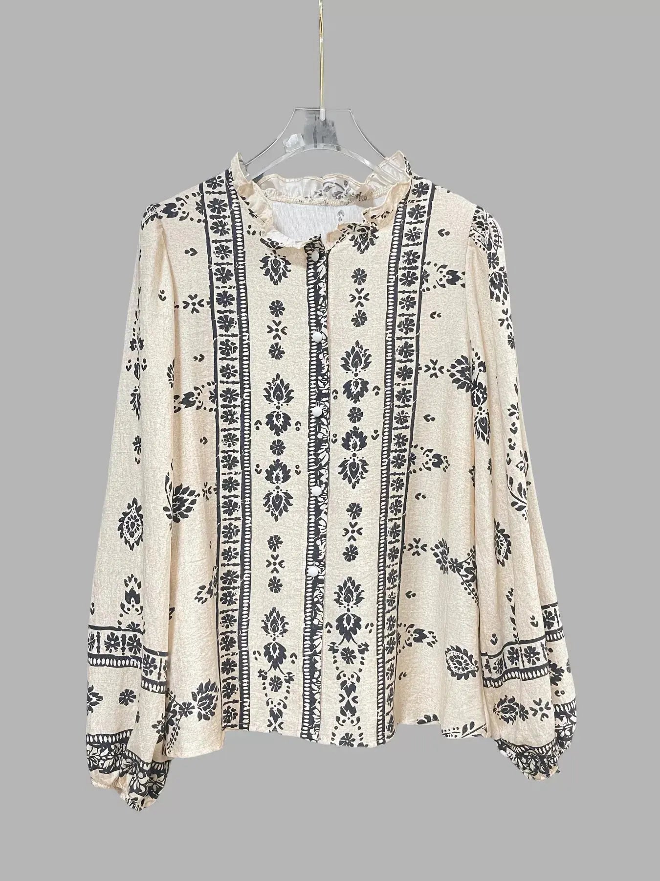 Printed Long Sleeve Boho Blouse