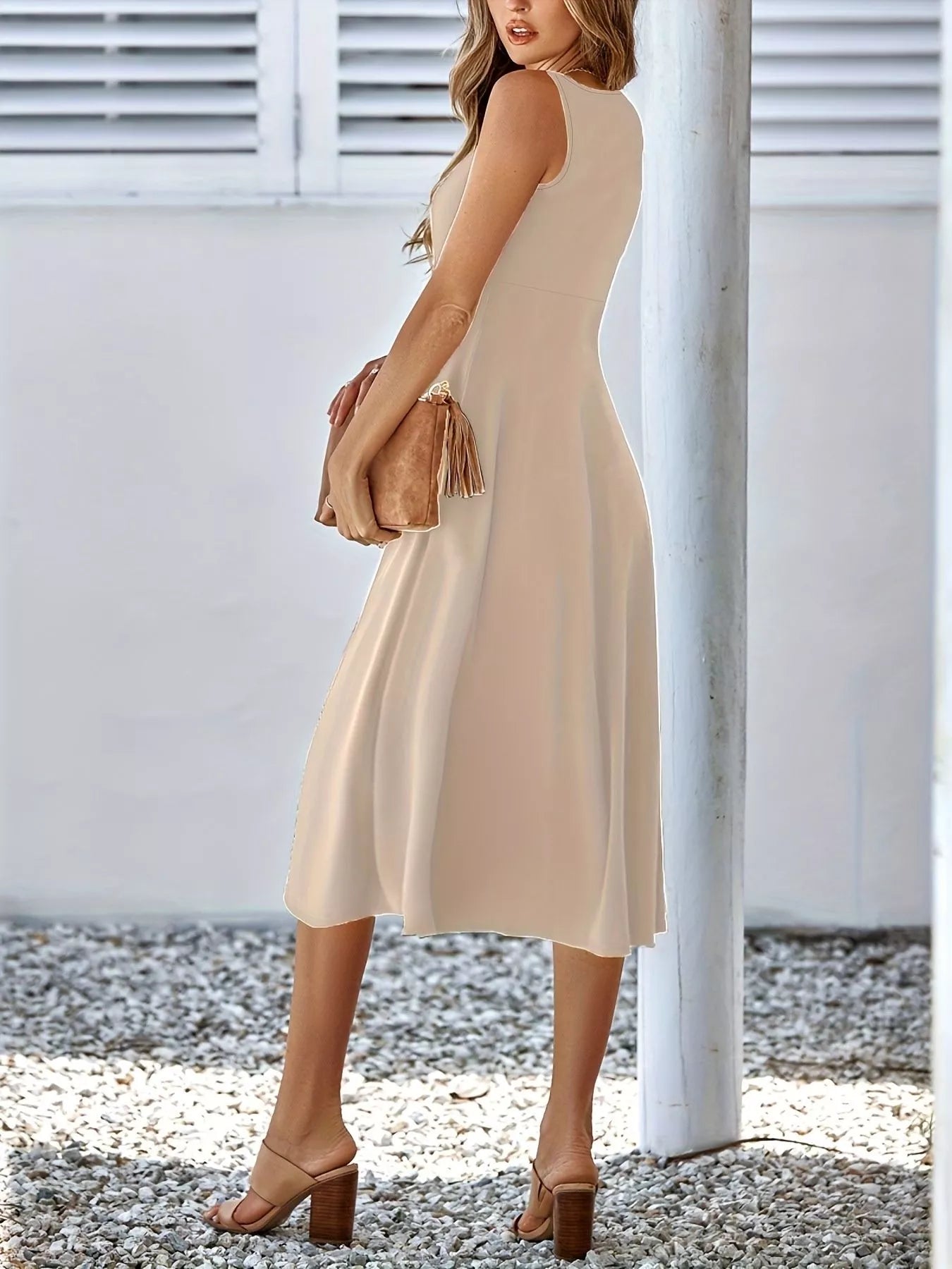 Sleeveless A Line Midi Dress