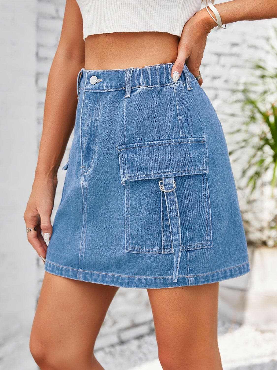 Jeans & Denim Trendsi Premium Chic denim skirt with pockets