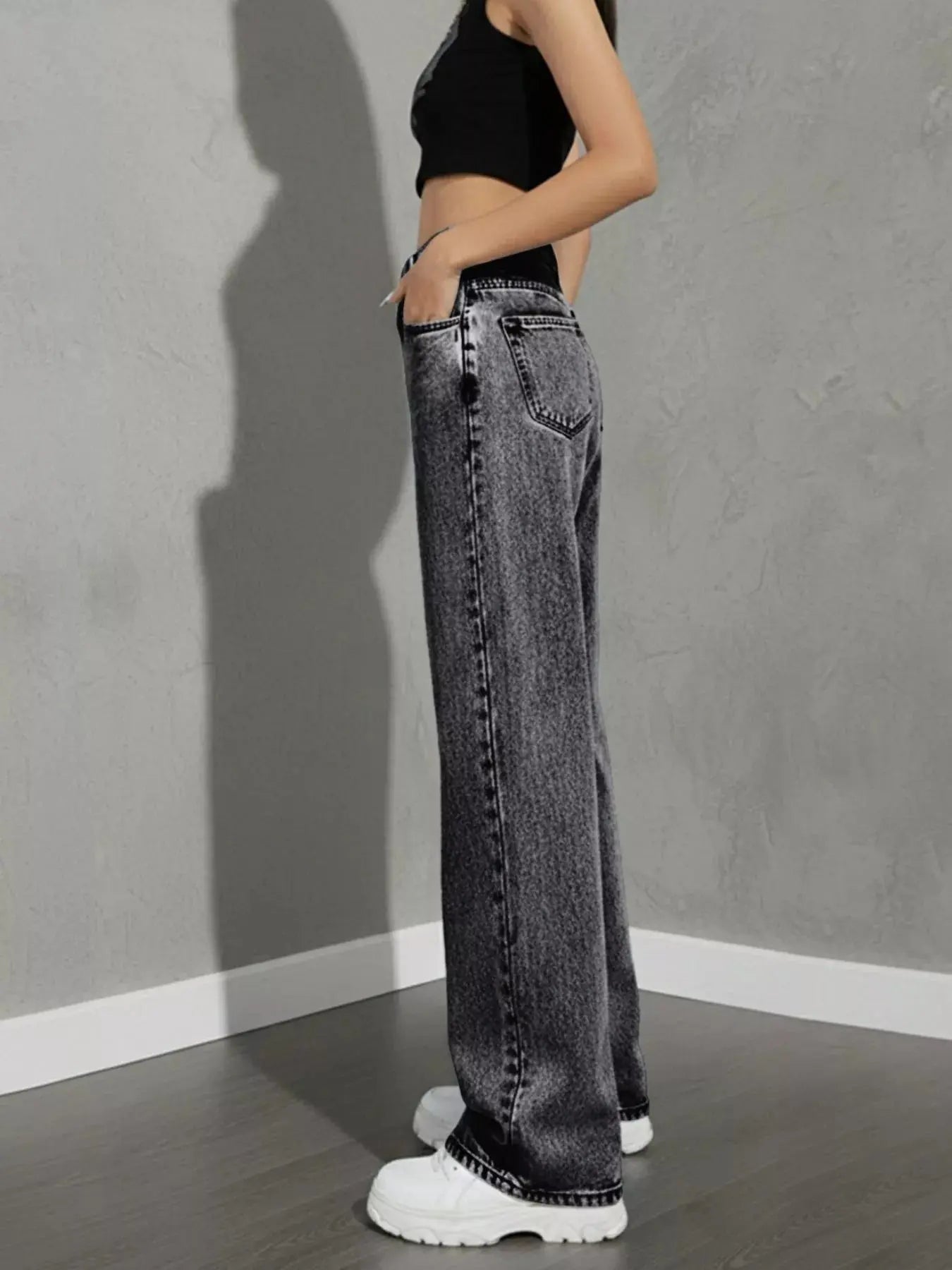 High Waist Wide Leg Denim Jeans