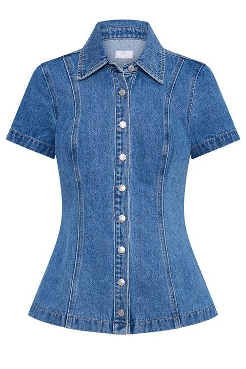 WOMEN FASHION DENIM TWO PIECE SHORT SET