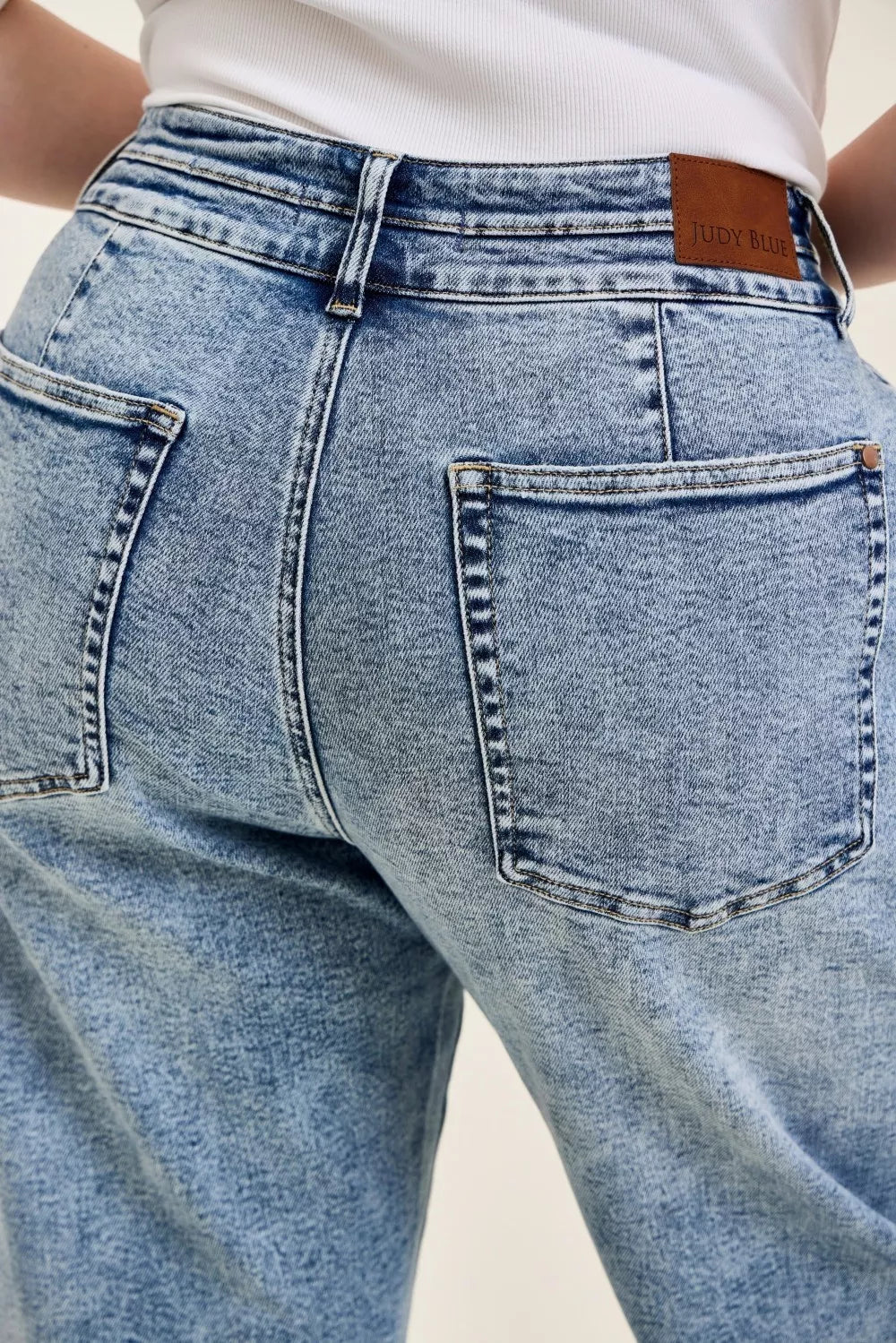 Judy Blue Full Size High Waist Marlow Arc Leg Jeans with Double Waistband