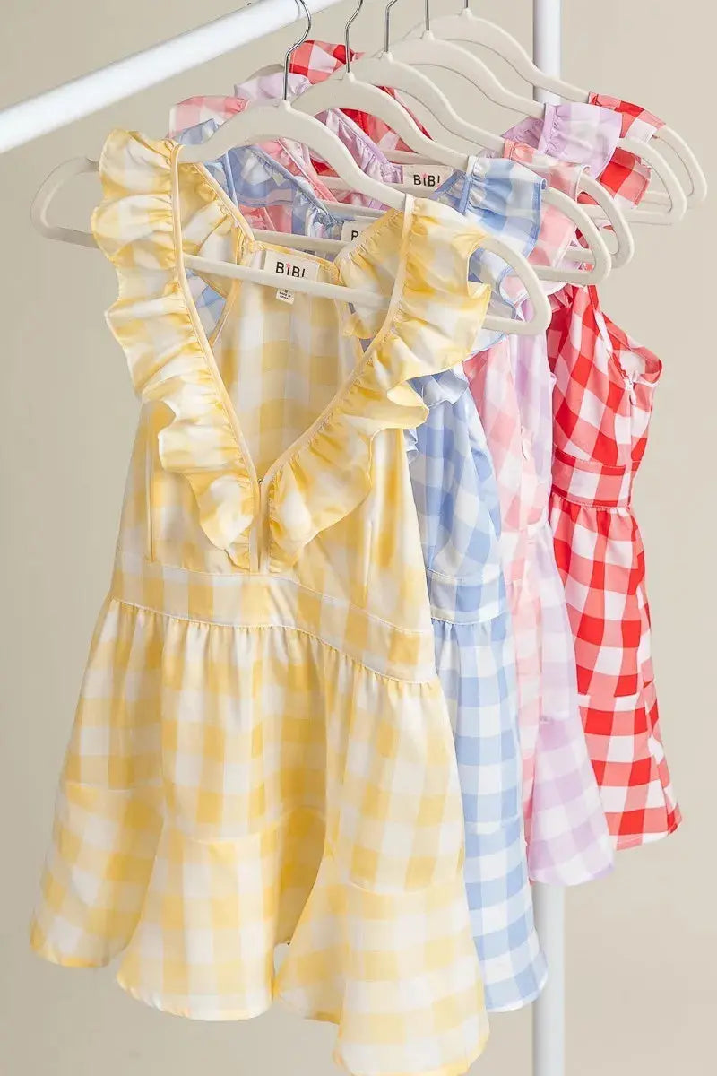 Women's Sleeveless Peplum Top Plaid Peplum Top - Ruffled Sleeveless Tank - Cute Women's Style