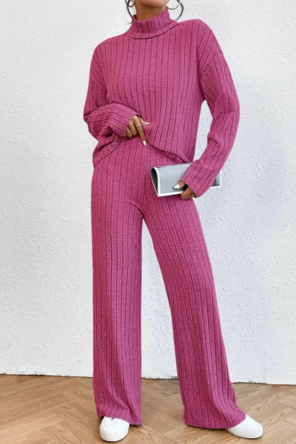 Trendsi Two-Piece Sets - Chic mock neck top & pants set - Premium Quality