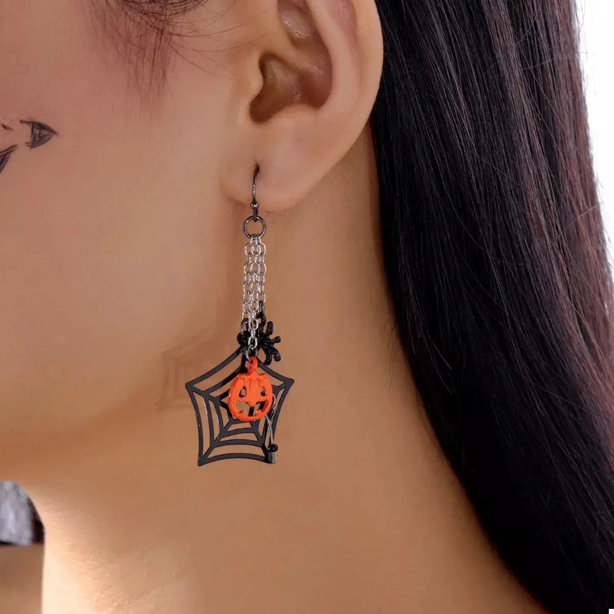 Spider Web Halloween Dangle Earrings