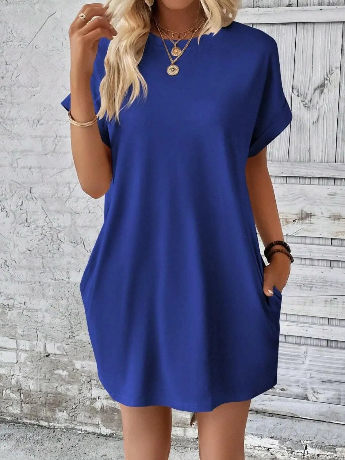Women's Mini Dress Round Neck by Trendsi | Light Gray