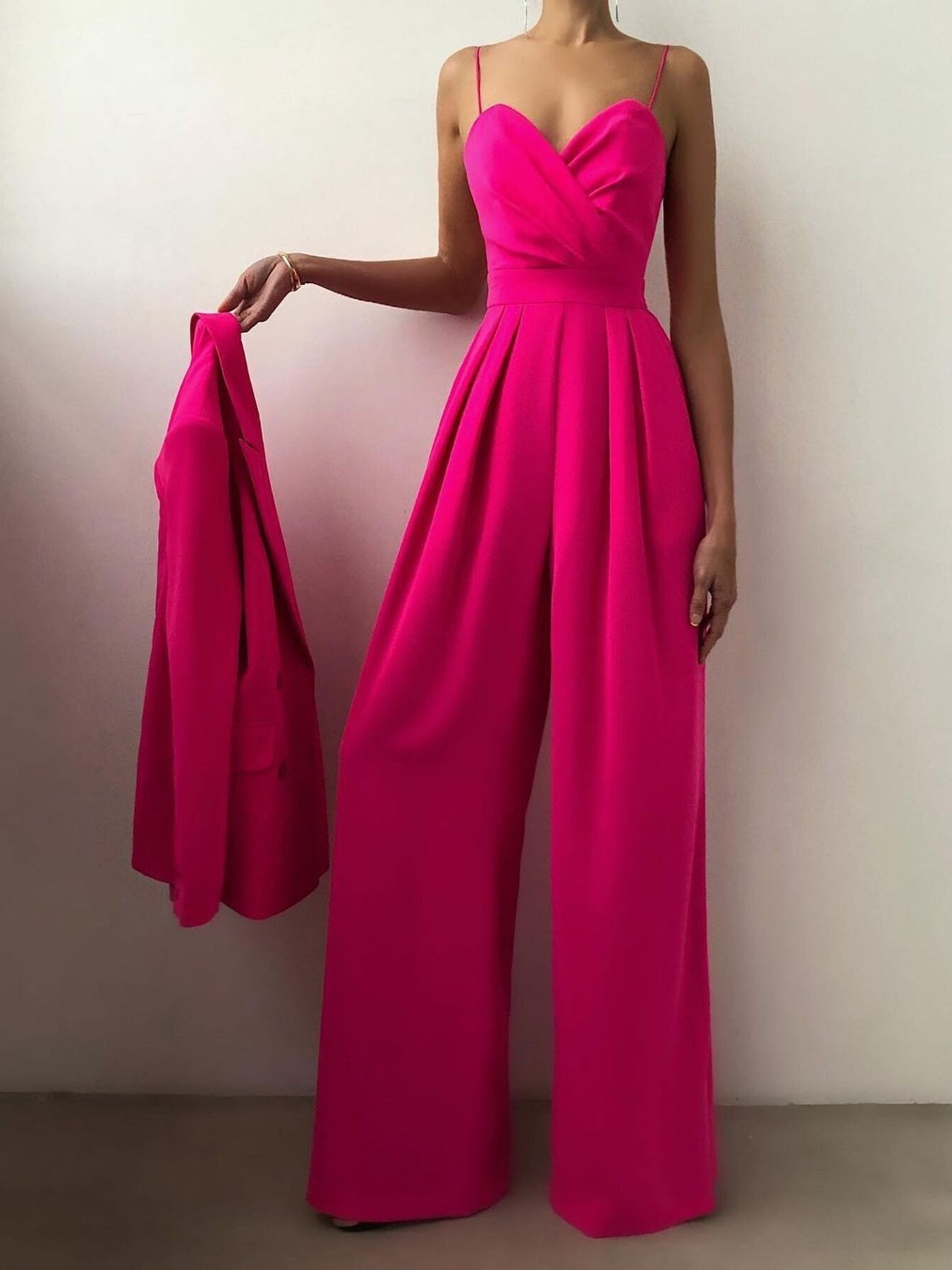 Full Size Spaghetti Strap Wide Leg Jumpsuit