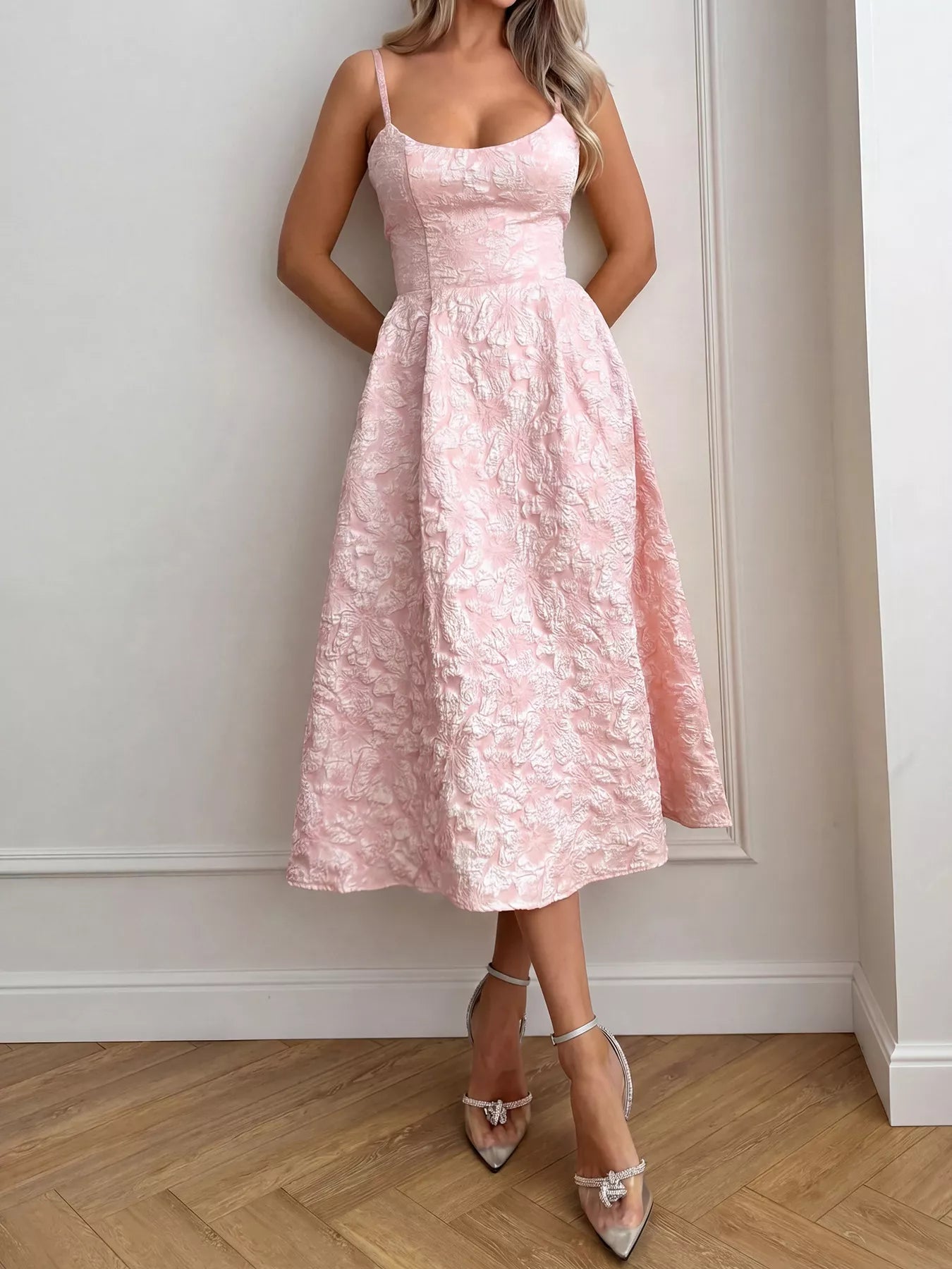 Textured A Line Midi Dress