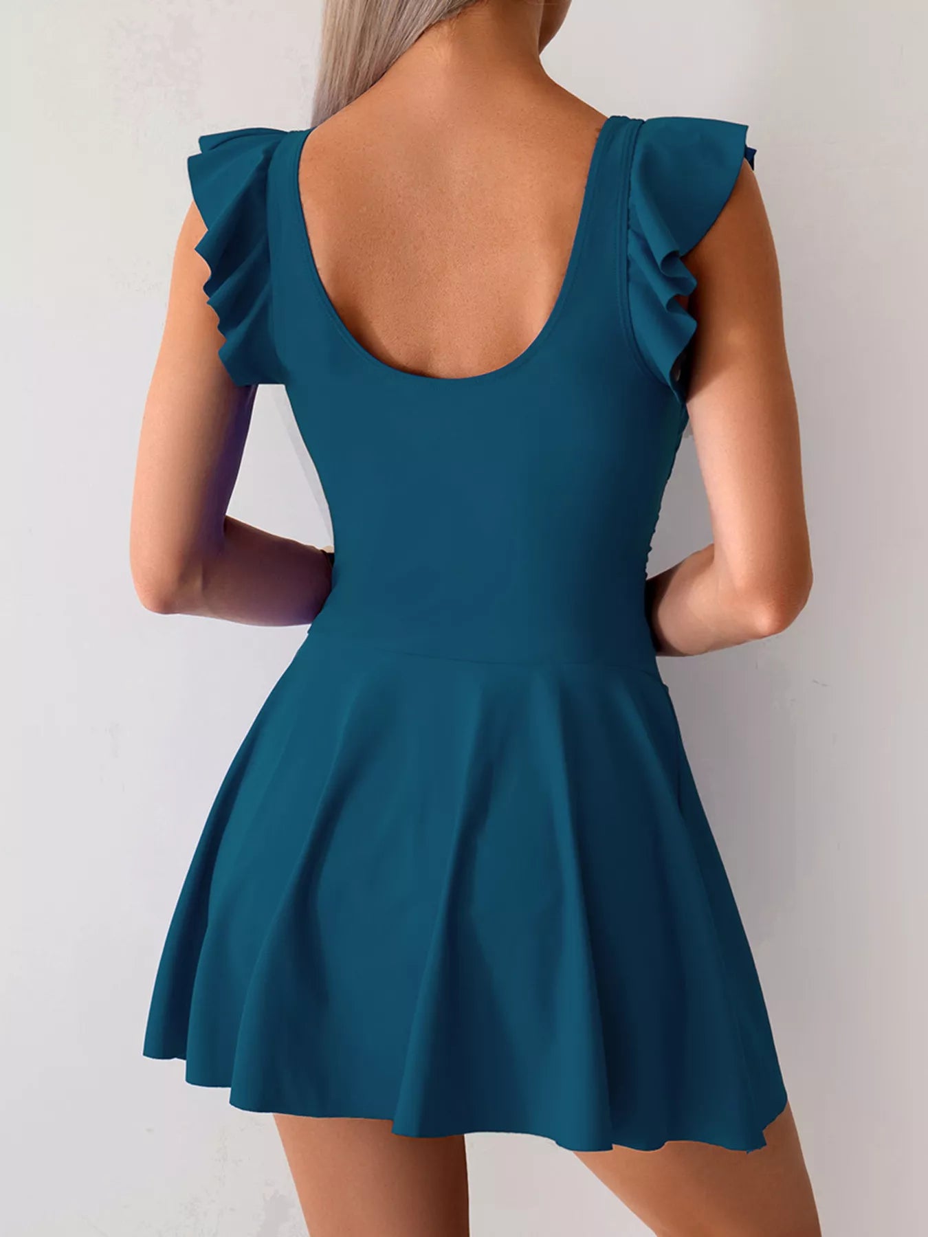 Ruffled Sleeve One Piece Swim Dress