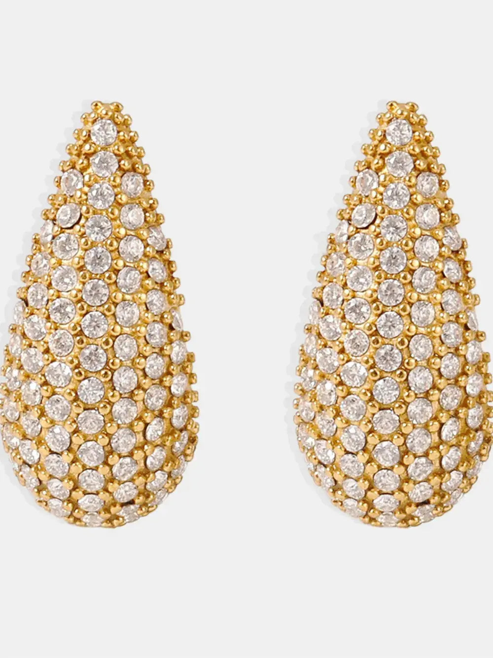 Stainless Steel Zircon Teardrop Stud Earrings – Multicolor & Crystal Options