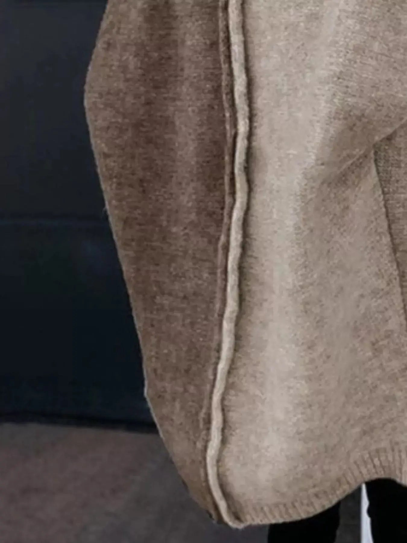 Two-Tone Hooded Open Front Knit Cardigan
