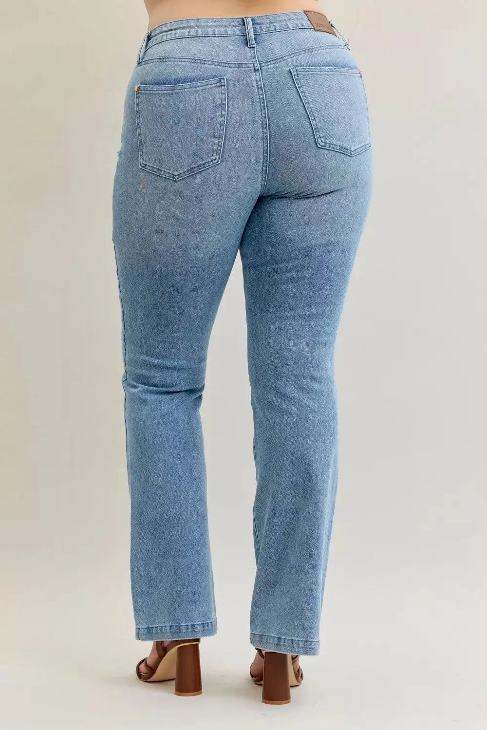 Judy Blue Jeans - Full Size Mid Rise Bootcut Jeans with Contrast Wash & Front Patch Pockets