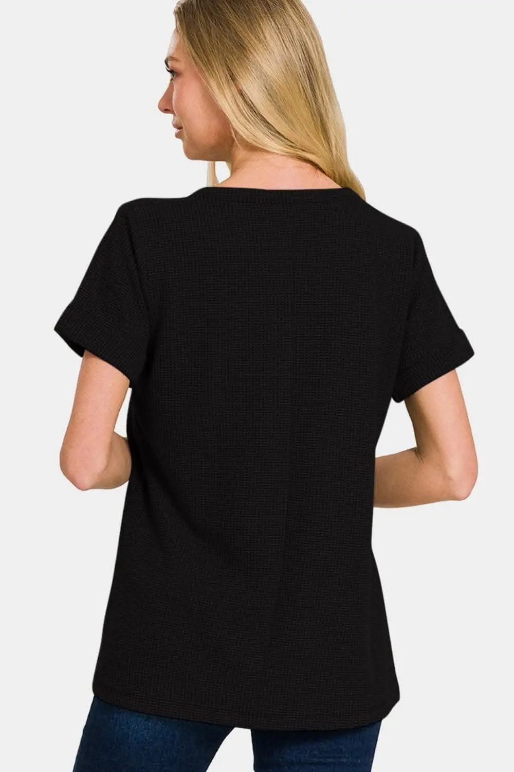 Trendsi Women's Notched Short Sleeve Tee — Casual Comfort Top