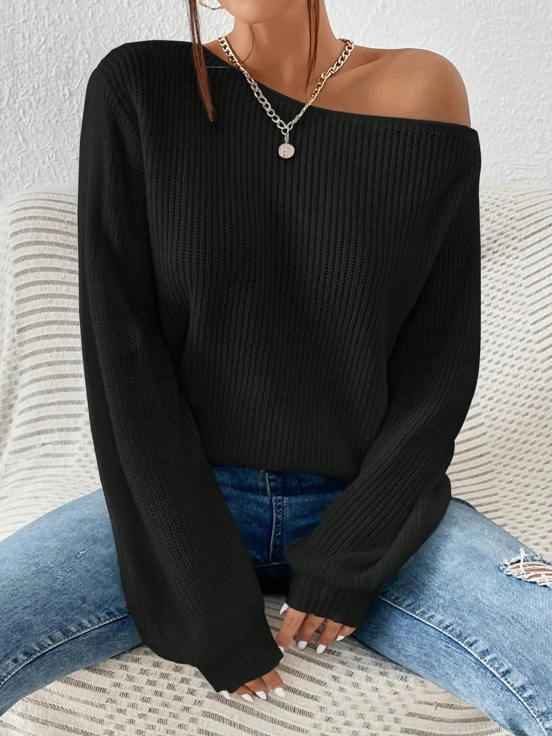 Honey Long Sleeve One Shoulder Sweater