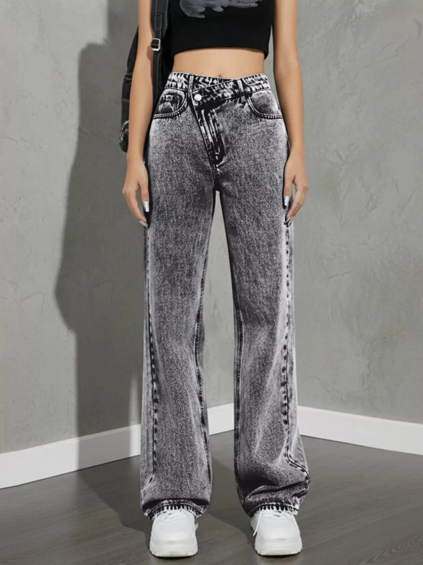 High Waist Wide Leg Denim Jeans
